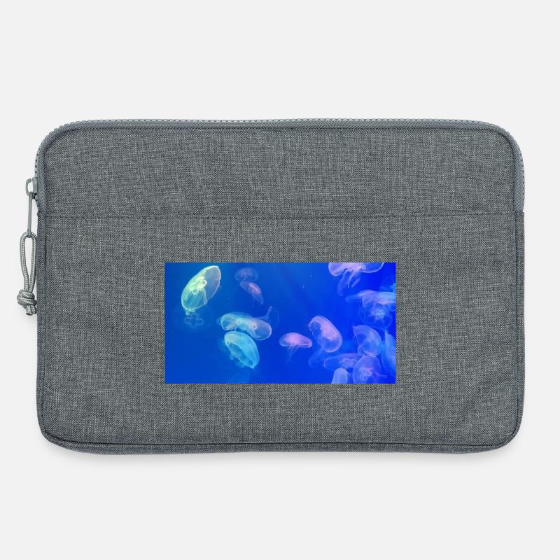 Blue jellyfish pattern - Laptop bag 13" - heather grey