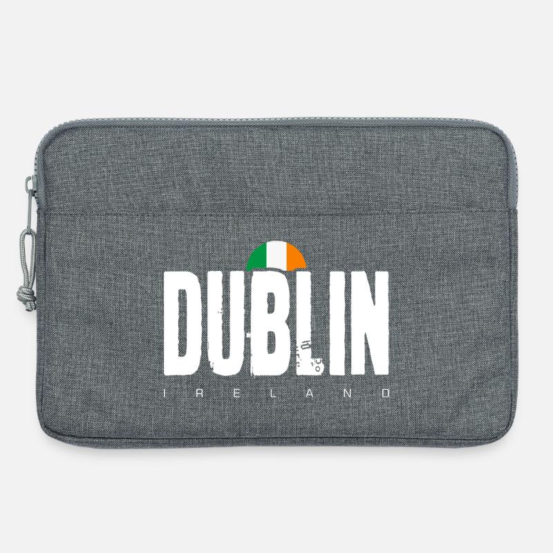 Dublin Bold Wortmarke Irische Flagge - Laptoptasche 13" - Grau meliert
