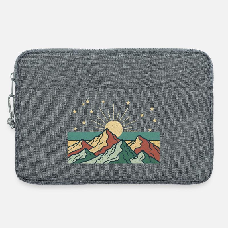 Berglandschaft mit Sonnenstrahlen - Laptoptasche 13" - Grau meliert