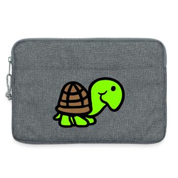 Schildkröte süß niedlich lächelt glücklich lustig - Laptoptasche 13" - Grau meliert - Vorne