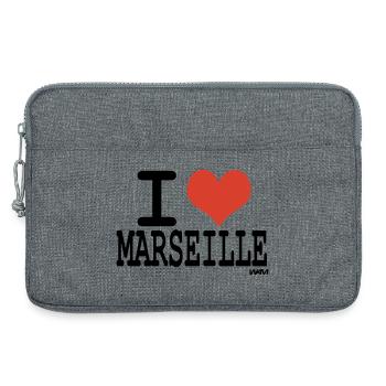 i love Marseille - couleurs personnalisables - Sacoche pour ordinateur portable 13 pouces - gris chiné - Devant