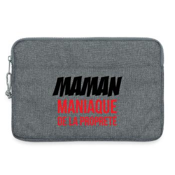 Maman maniaque de la propreté ! - Sacoche pour ordinateur portable 13 pouces - gris chiné - Devant