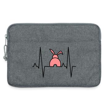 Verspieltes Häschen mit Herzen - Laptoptasche 13" - Grau meliert - Vorne