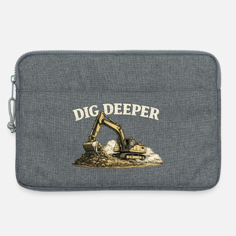 Dig Deeper Bagger Baustelle Baumaschine  - Laptoptasche 13" - Grau meliert