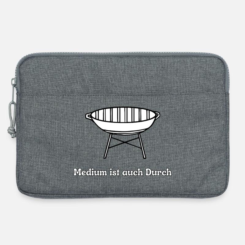 Grill Spruch: Medium Ist auch durch - Laptoptasche 13" - Grau meliert