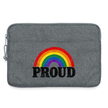 Proud LGBT Spruch Retro Regenbogen Motiv CSD - Laptoptasche 13" - Grau meliert - Vorne