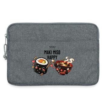 Toi, tu es maki miso heureuse - Sacoche pour ordinateur portable 13 pouces - gris chiné - Devant