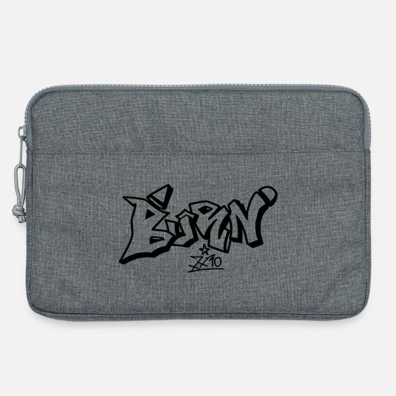 Abstract Black Linen Composition - Laptop bag 13" - heather grey