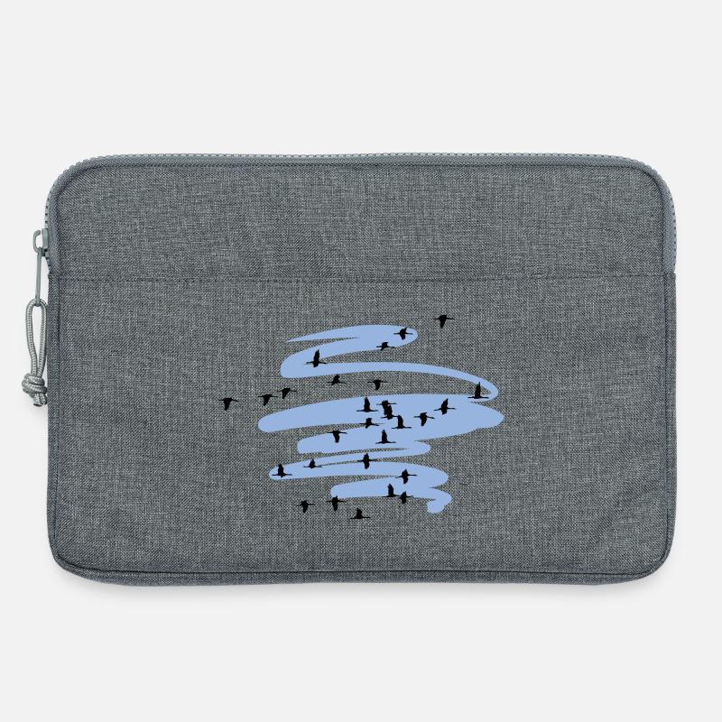 Wildgänse Kraniche Frühling - Laptoptasche 13" - Grau meliert