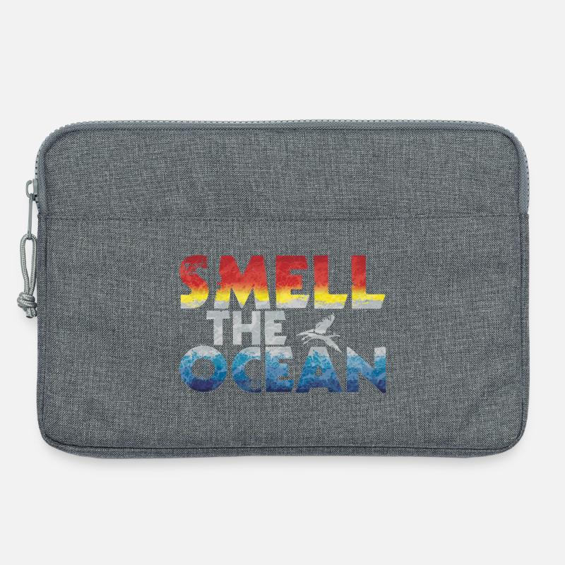 Rieche das Meer - Gradient Schrift - Laptoptasche 13" - Grau meliert