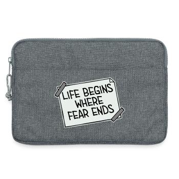 Life Begins Where Fear Ends Motivierend Zitat Logo - Laptoptasche 13" - Grau meliert - Vorne