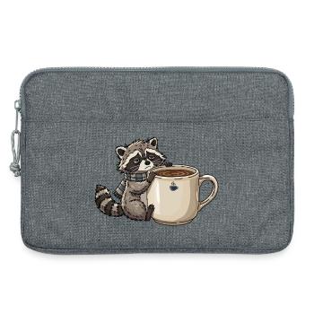 Tired Raccoon Coffee Design - Laptoptasche 13" - Grau meliert - Vorne