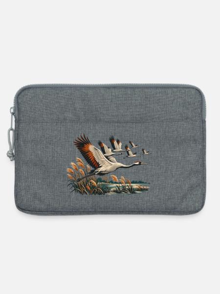 Kranichzug - Laptoptasche 13" - Grau meliert