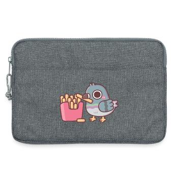 Niedliche Taube isst Pommes frites - Laptoptasche 13" - Grau meliert - Vorne