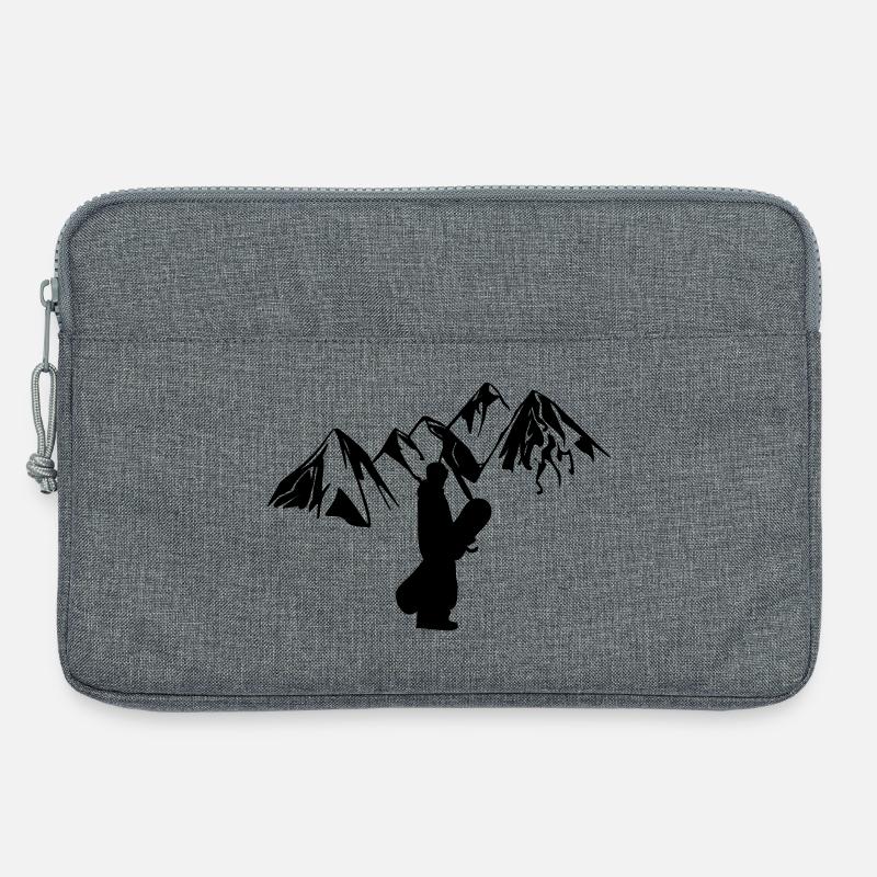 Snowboarder mit Bergen - Laptoptasche 13" - Grau meliert