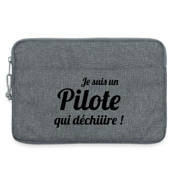 Je suis un Pilote qui déchiiire ! - Sacoche pour ordinateur portable 13 pouces - gris chiné - Devant