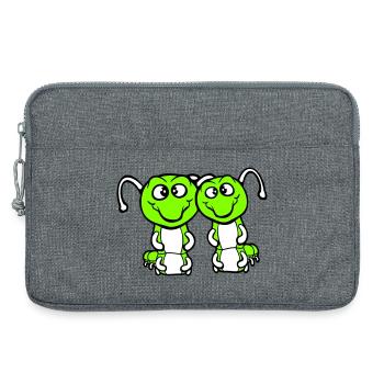 2 Raupen süße zwei Freunde liebe Pärchen verliebt - Laptoptasche 13" - Grau meliert - Vorne