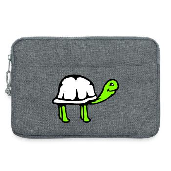 Schildkröte langer Hals lächelt glücklich lustig - Laptoptasche 13" - Grau meliert - Vorne