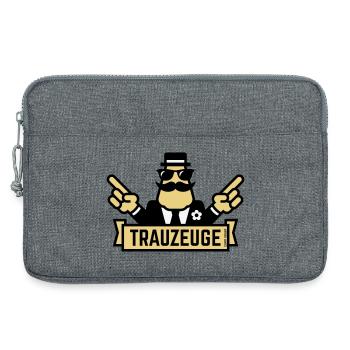 Trauzeuge Handzeichen (Polterabend / JGA / 3C) - Laptoptasche 13" - Grau meliert - Vorne
