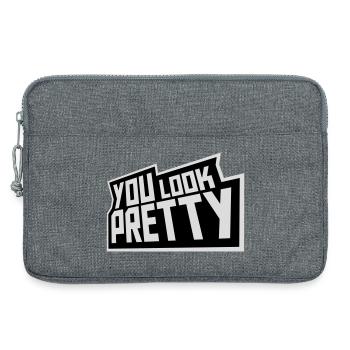You Look Pretty Funny Complement Self Love Logo - Laptop bag 13" - heather grey - Front