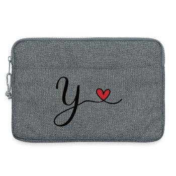 Y Letter Initial Monogram Design with Heart - Laptop bag 13" - heather grey - Front