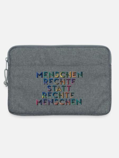 Menschenrechte Statt Rechte Menschen T-Shirt  - Laptoptasche 13" - Grau meliert