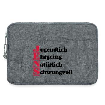 Jens , Vorname,Namensschild,Name,Fun Shirt (25) - Laptoptasche 13" - Grau meliert - Vorne