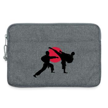 deux silhouettes de karateka - Sacoche pour ordinateur portable 13 pouces - gris chiné - Devant