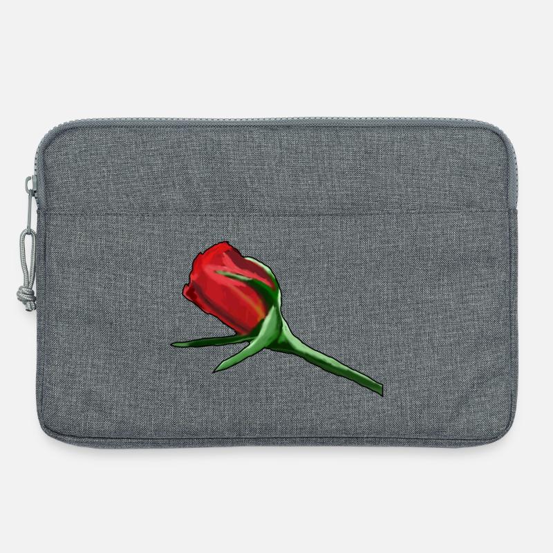 Red Rose on Black Painterly - Laptop bag 13" - heather grey