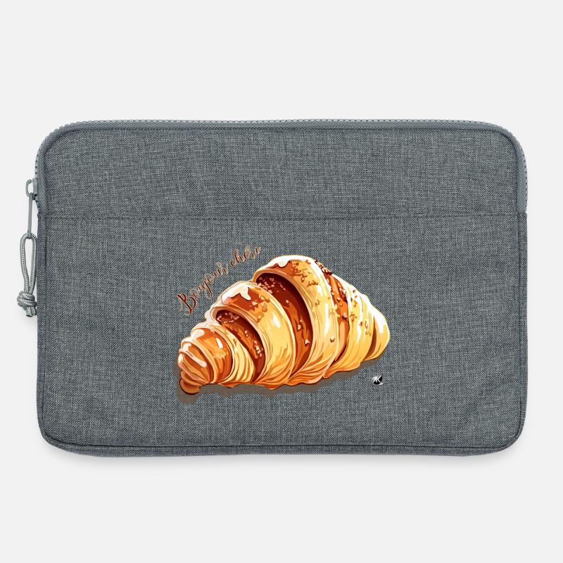 Croissant Abbildung mit Inschrift - Laptoptasche 13" - Grau meliert