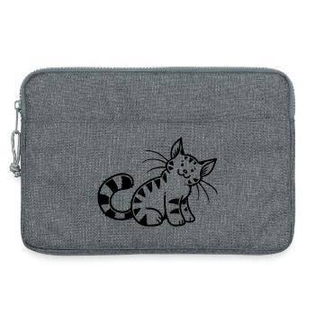 Chaton de dessin animé - Sacoche pour ordinateur portable 13 pouces - gris chiné - Devant