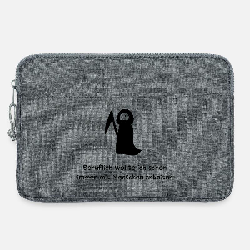 Beruflich mit Menschen arbeiten | Sensenmann Spaß - Laptoptasche 13" - Grau meliert
