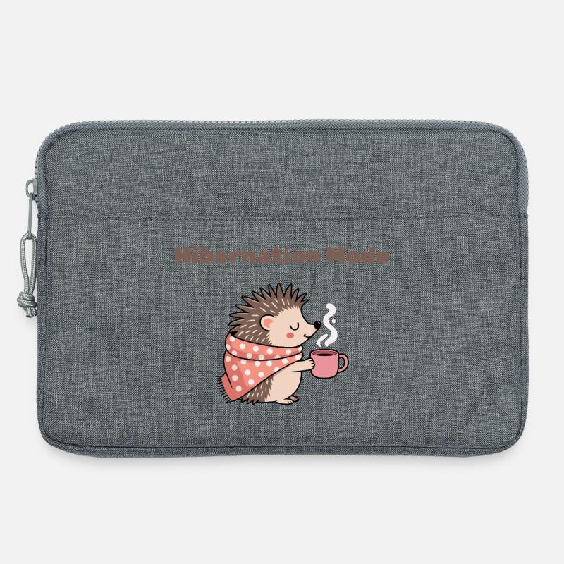 Winterschlafmodus – Süßer Igel mit heißem Getränk - Laptoptasche 13" - Grau meliert