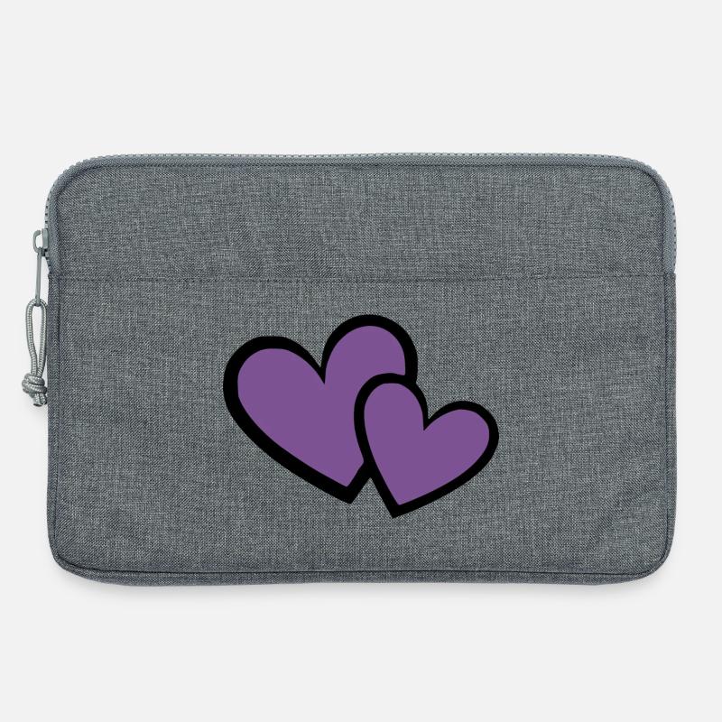 2 violette Herzen Herz violett Herzmuster - Laptoptasche 13" - Grau meliert