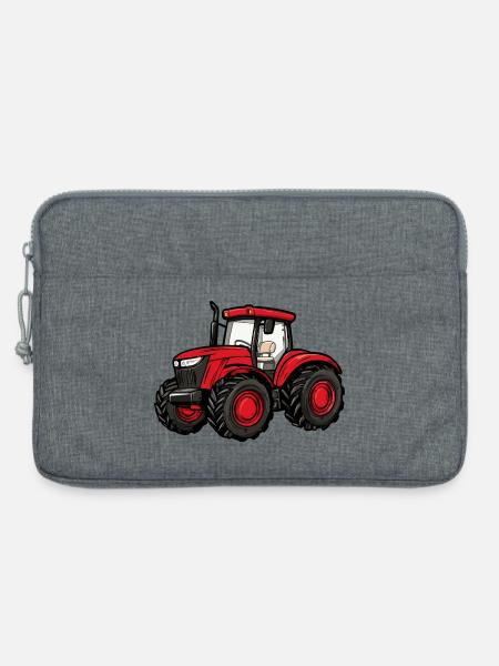 Roter Traktor Cartoon - Laptoptasche 13" - Grau meliert