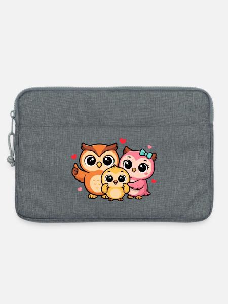 Herzige Eulenfamilie Trio - Laptoptasche 13" - Grau meliert