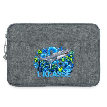 Schulstart 1. Klasse mit Hai Grundschule - Laptoptasche 13" - Grau meliert - Vorne