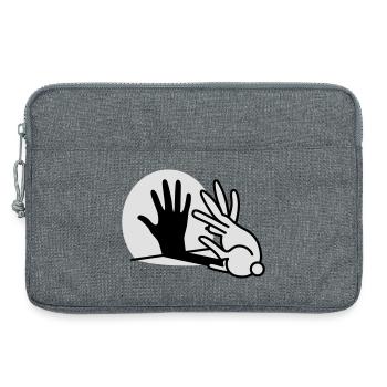 Ombre chinoise, main, lapin - Sacoche pour ordinateur portable 13 pouces - gris chiné - Devant