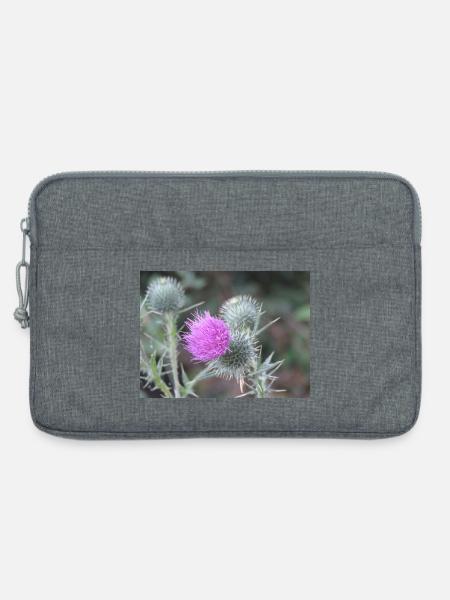 Violetten Distelblüten-Muster - Laptoptasche 13" - Grau meliert