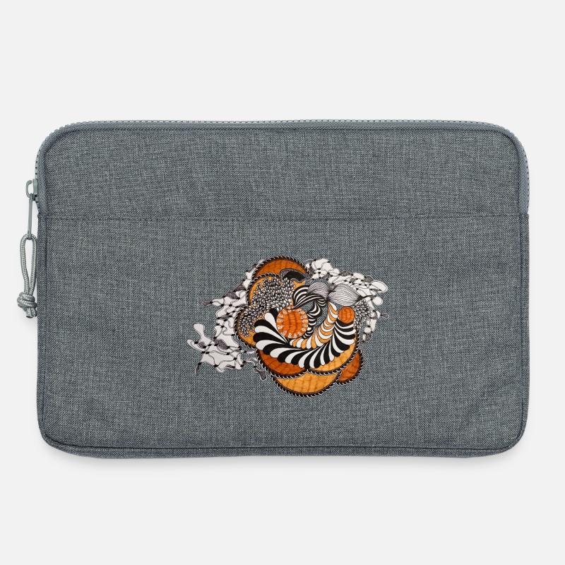 Orange Spiral Black and White Pattern - Laptop bag 13" - heather grey