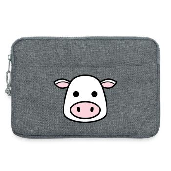 Cute Cow Head Face Comic Vector - Laptop bag 13" - heather grey - Front