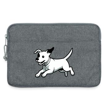 Dessin animé de chien joueur - Sacoche pour ordinateur portable 13 pouces - gris chiné - Devant