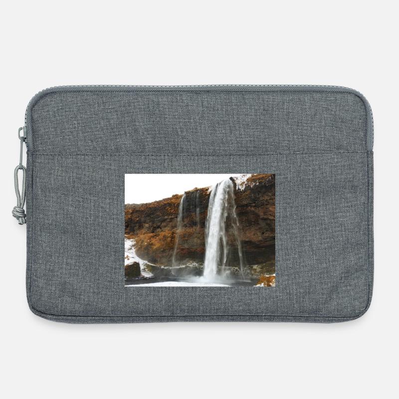 Wunderschöner Wasserfall im Winter - Laptoptasche 13" - Grau meliert