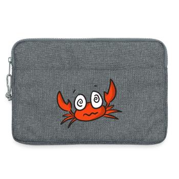 Dessin animé de crabe rouge aux grands yeux - Sacoche pour ordinateur portable 13 pouces - gris chiné - Devant