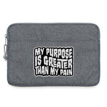 My Purpose Is Greater Than My Pain Meaning Quote Logo - Laptop bag 13" - heather grey - Front