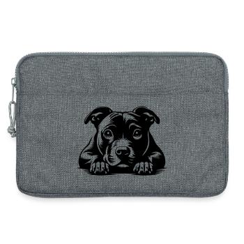 Staffordshire Bull Terrier Head with Paws - Laptop bag 13" - heather grey - Front