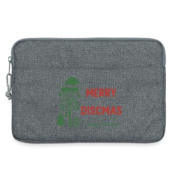Merry Discmas Happy Holidays Disc Golf Basket - Laptop bag 13" - heather grey - Front