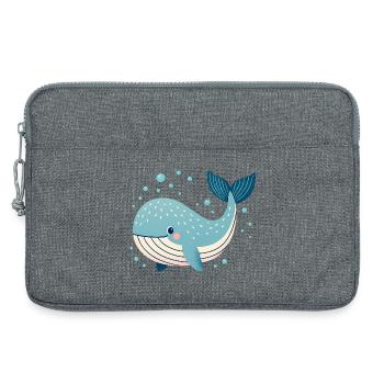 Blauwal mit Blasen - Laptoptasche 13" - Grau meliert - Vorne