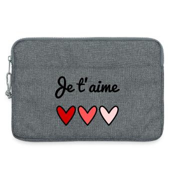 COEUR. COUPLE. SAINT VALENTIN. JUST MARRIED. EVJF. - Sacoche pour ordinateur portable 13 pouces - gris chiné - Devant