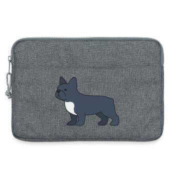 Silhouette du bouledogue français bleu - Sacoche pour ordinateur portable 13 pouces - gris chiné - Devant